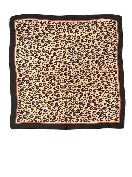 Accessories - Leopard Print Satin Scarf 26” x 27” Neutral Black & Beige Square Scarf